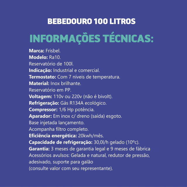 Bebedouro Industrial 100 Litros Coluna - Frisbel - Imagem 4